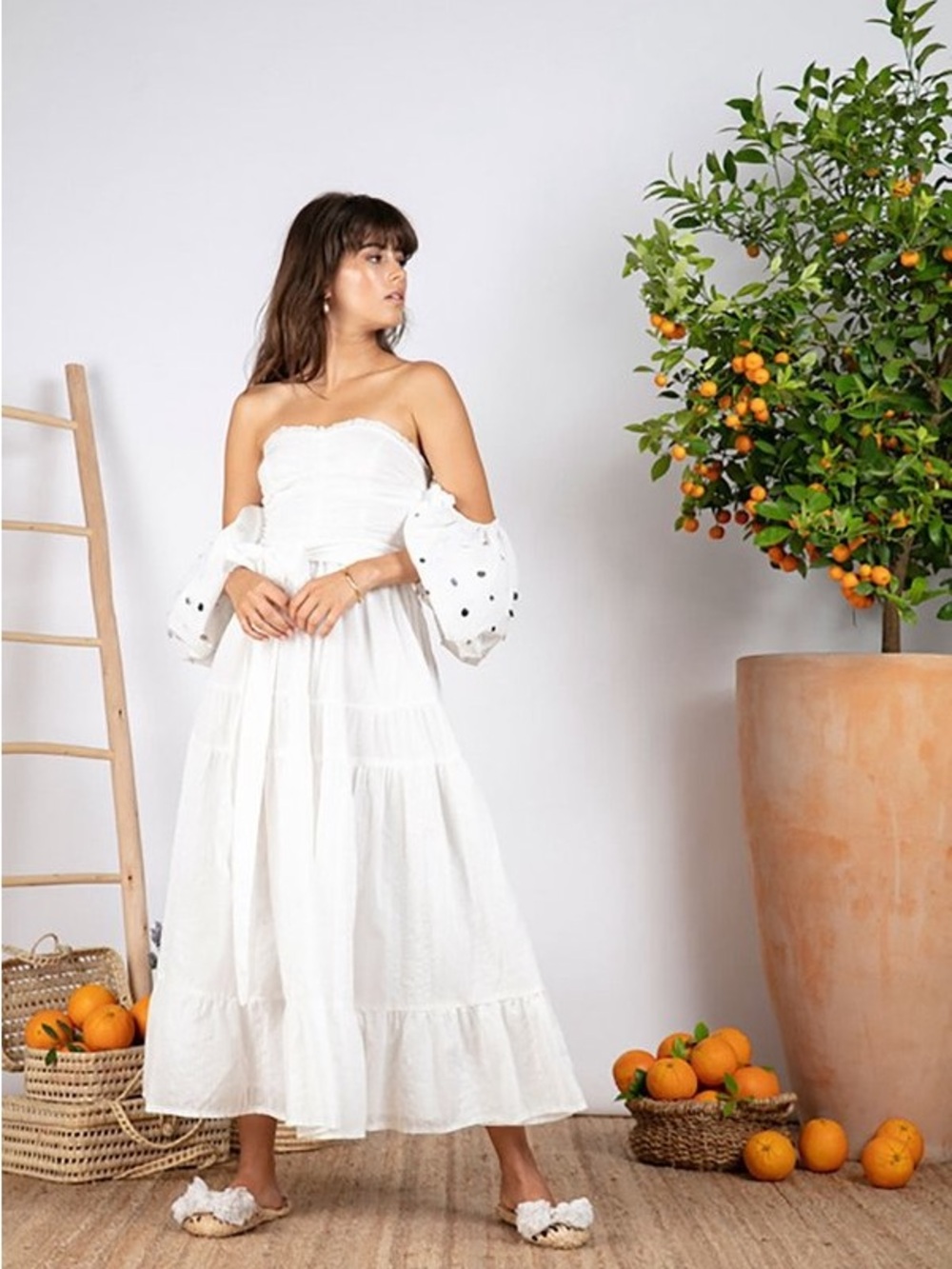Sundress Emilia Dress in Off White, Size M/L